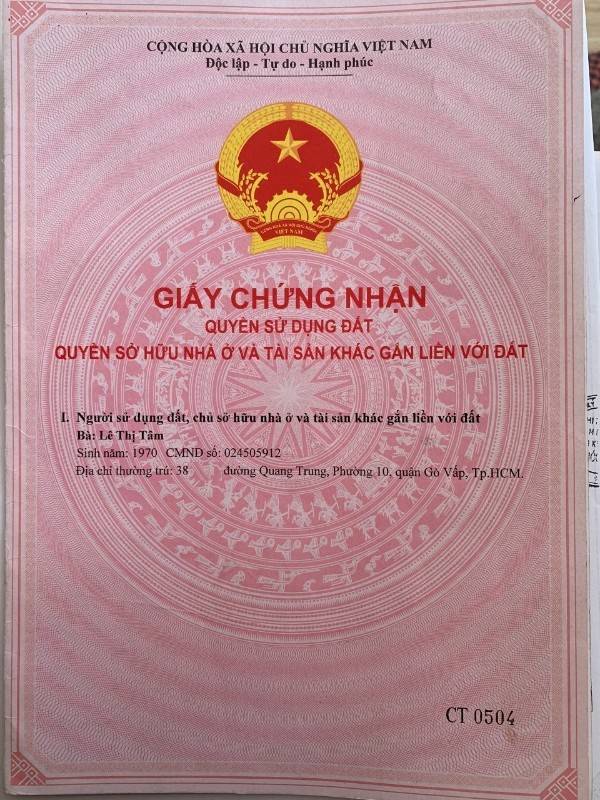 Cần Bán Đất Thổ Cư DTSD 608m2, 1/Huỳnh Thị Na(Đặng Thúc Vịnh), Hóc Môn