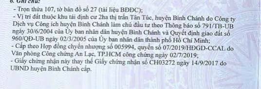 Lô đất nền 5x17 - Cạnh UBND Tân Túc - huyện Bình Chánh - 2.9 tỷ