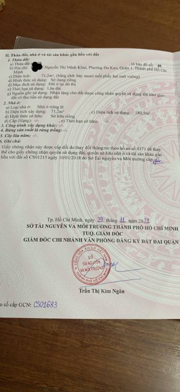 Cần bán nhà hẻm đường Nguyễn Thị Minh khai q1 