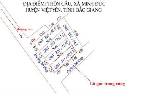 Chính chủ bán 560triệu lô góc 2 mặt tiền tại Việt Yên, Bắc Giang