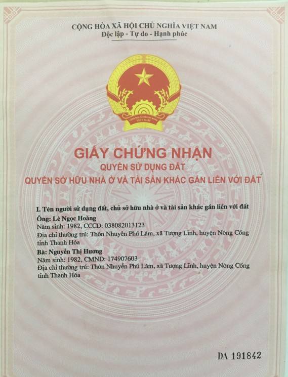 CÔNG TY ĐGHD HÀ THÀNH TB BĐG TSBĐ CỦA MSB - ĐẤT NÔNG CỐNG THANH HÓA