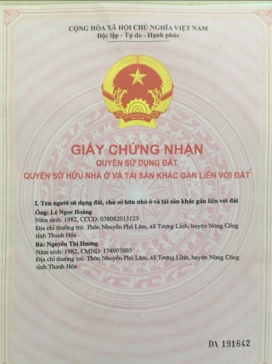 CÔNG TY ĐGHD HÀ THÀNH TB BĐG TSBĐ CỦA MSB - ĐẤT NÔNG CỐNG, THANH HÓA