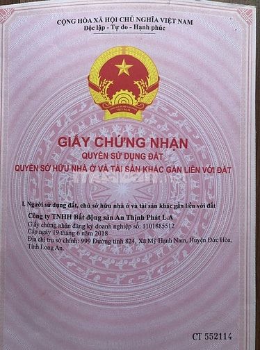 Chính chủ cần bán gấp lô mặt tiền lương binh Long An 